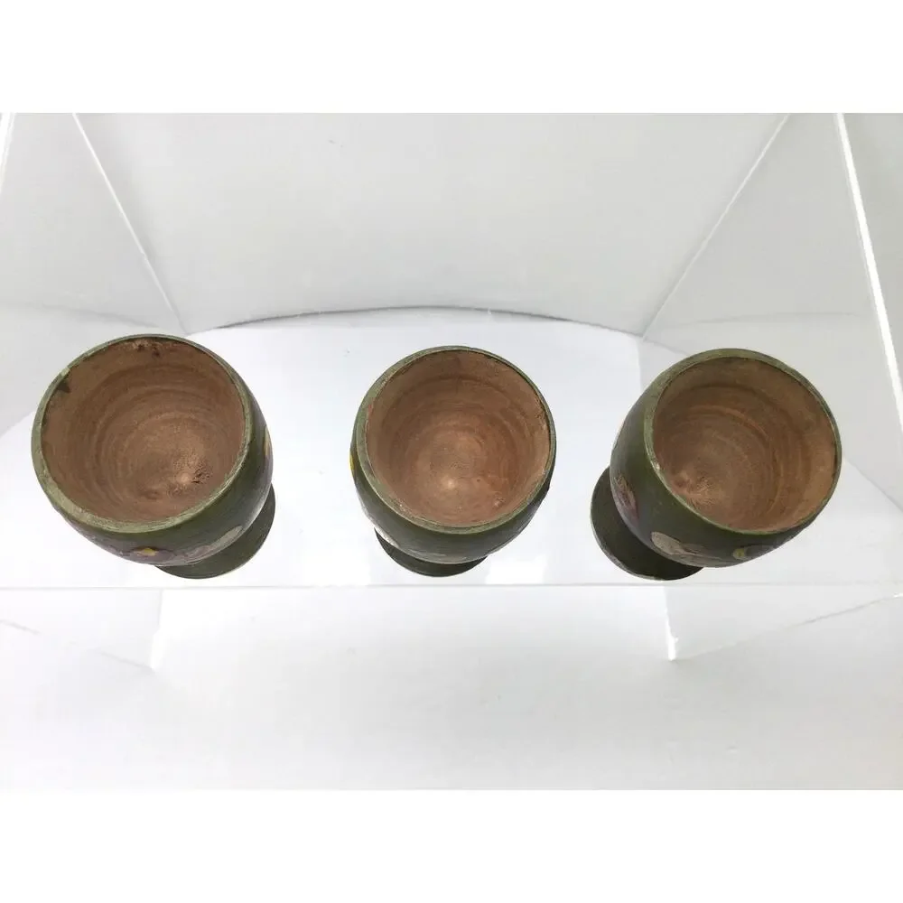Vintage German Hand Painted Wooden Egg Holder set of 3